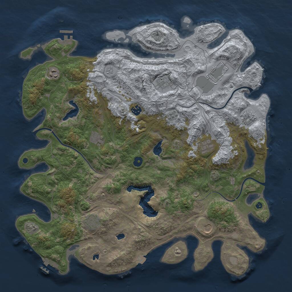 Rust Map: Procedural Map, Size: 4500, Seed: 616463101, 16 Monuments