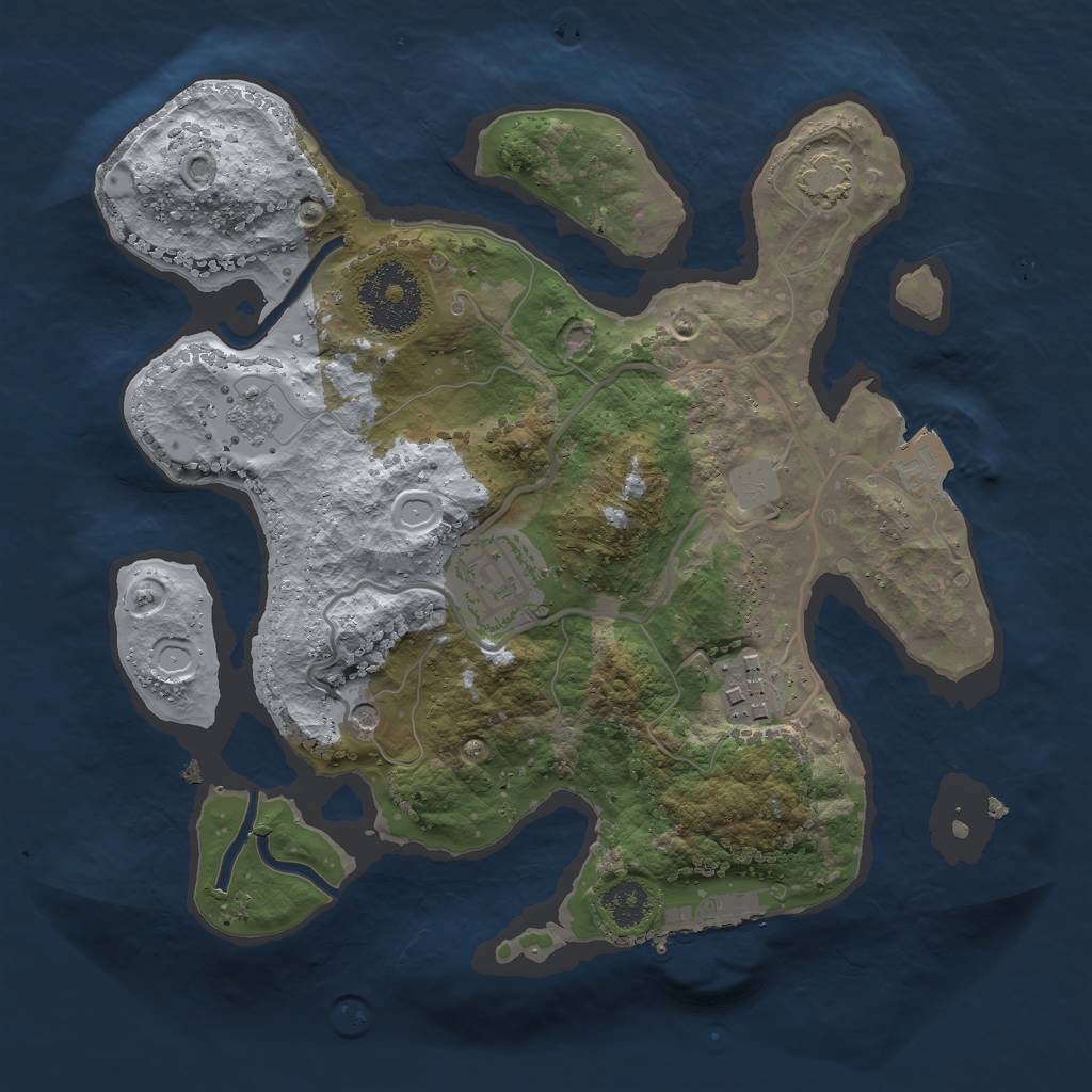 Rust Map: Procedural Map, Size: 2500, Seed: 582900171, 9 Monuments
