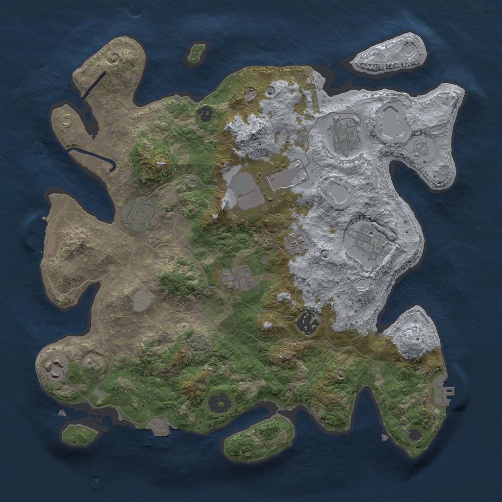 Rust Map: Procedural Map, Size: 3500, Seed: 1642185326, 15 Monuments