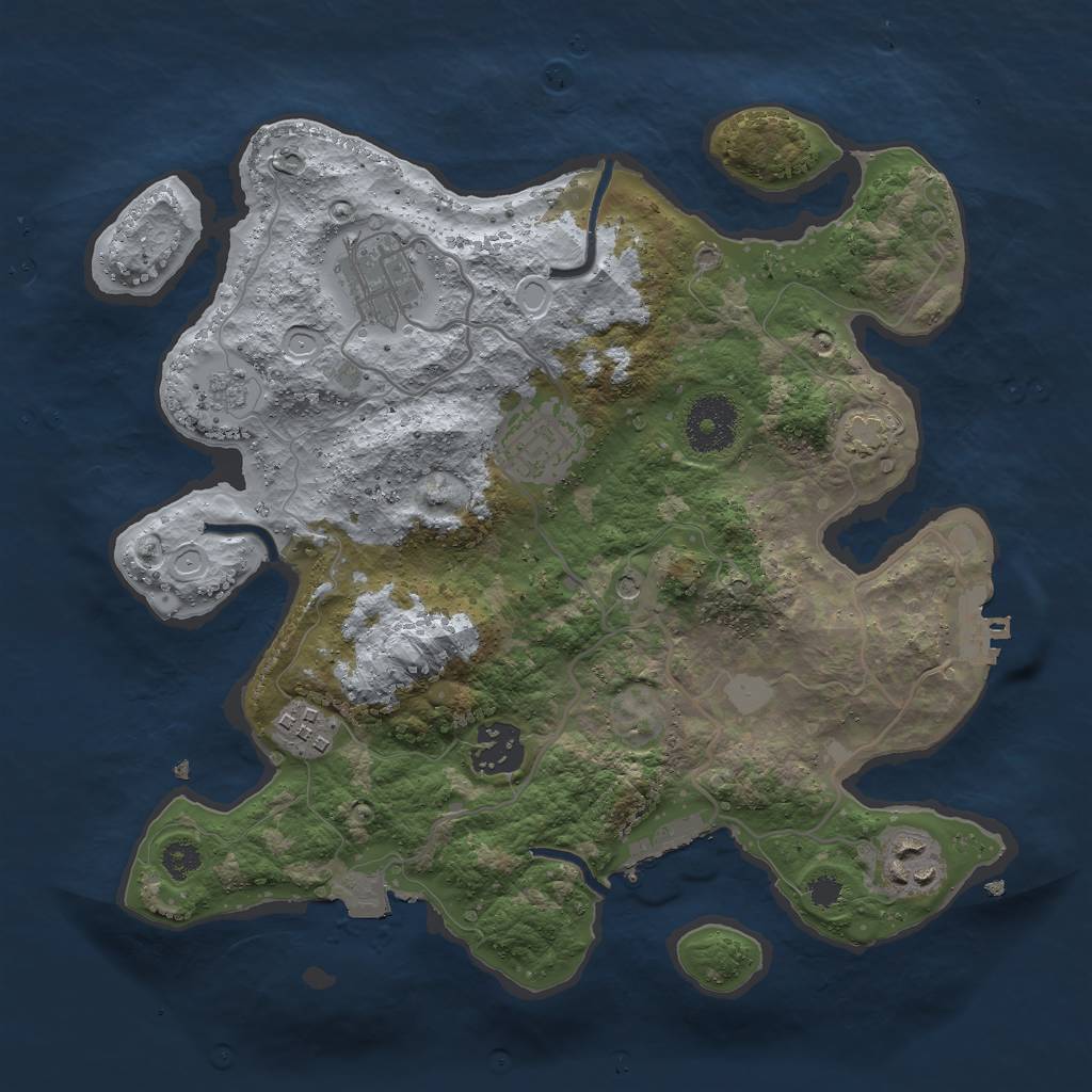 Rust Map: Procedural Map, Size: 3000, Seed: 23445, 13 Monuments