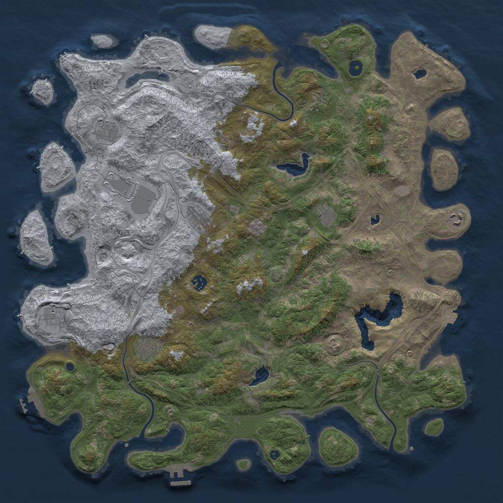 Rust Map: Procedural Map, Size: 4999, Seed: 703198242, 16 Monuments