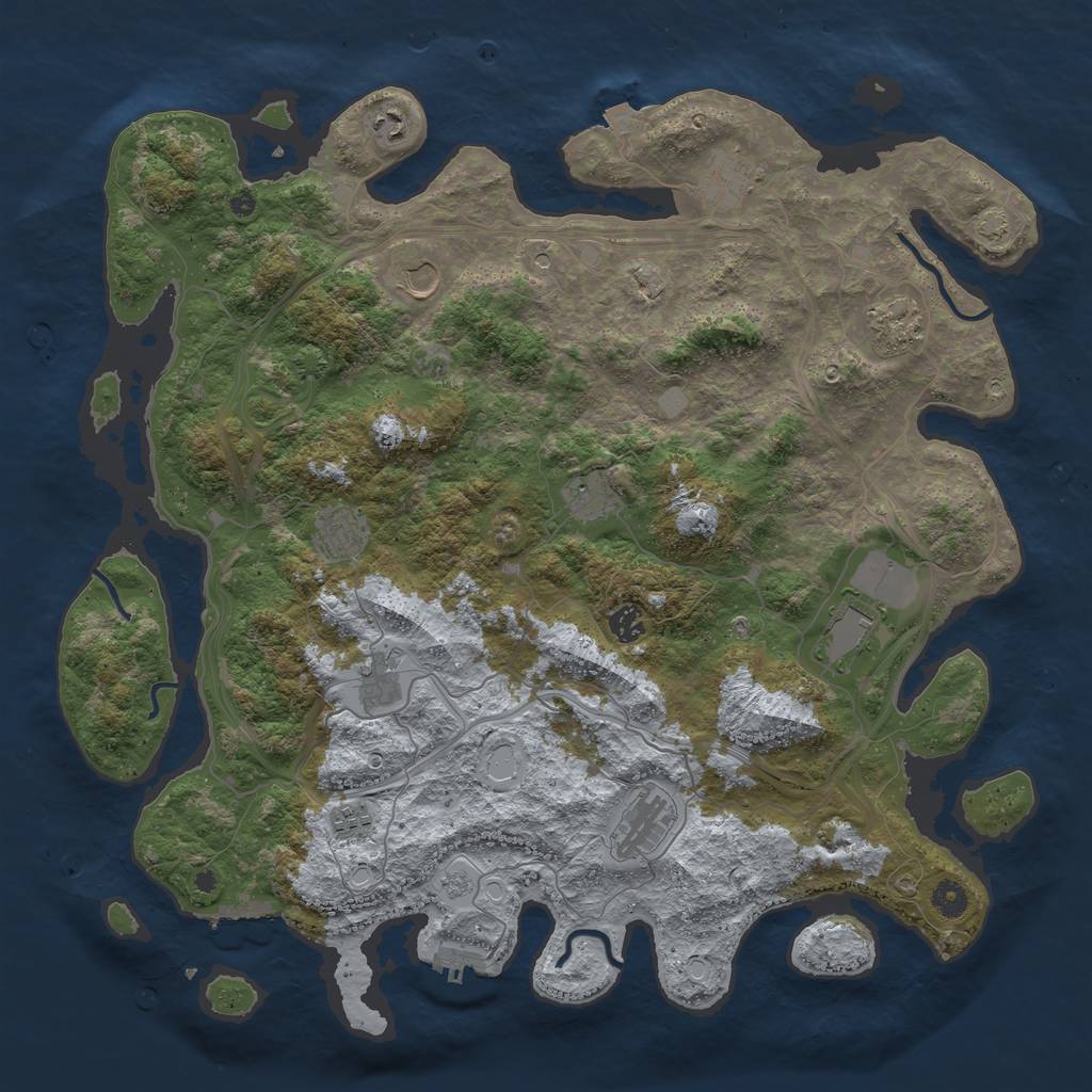 Rust Map: Procedural Map, Size: 4500, Seed: 916354421, 19 Monuments