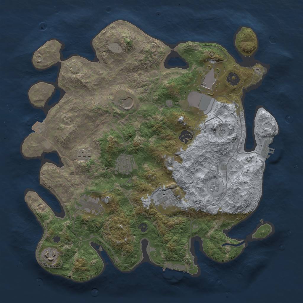 Rust Map: Procedural Map, Size: 3500, Seed: 73915, 16 Monuments