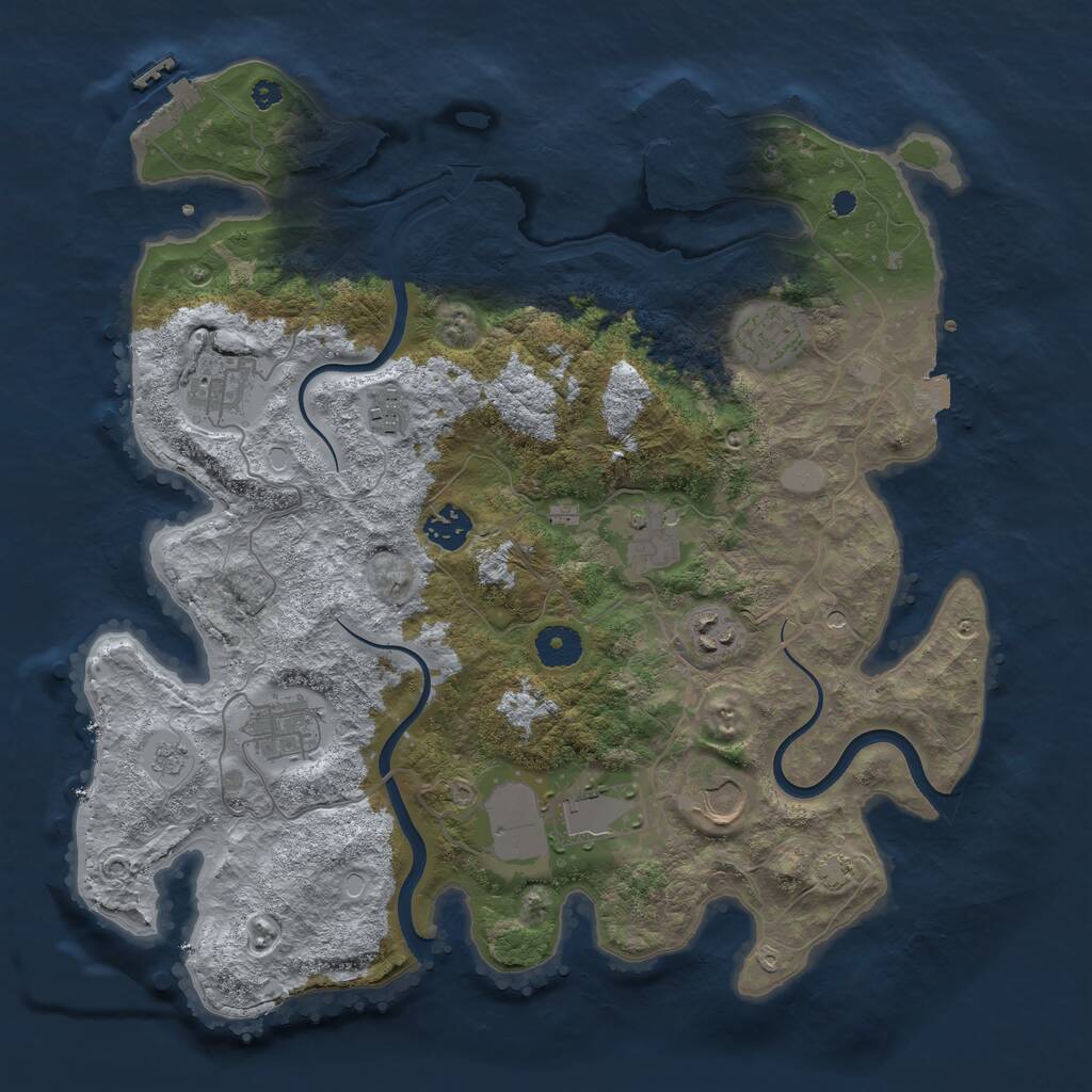 Rust Map: Procedural Map, Size: 3700, Seed: 9052024, 15 Monuments