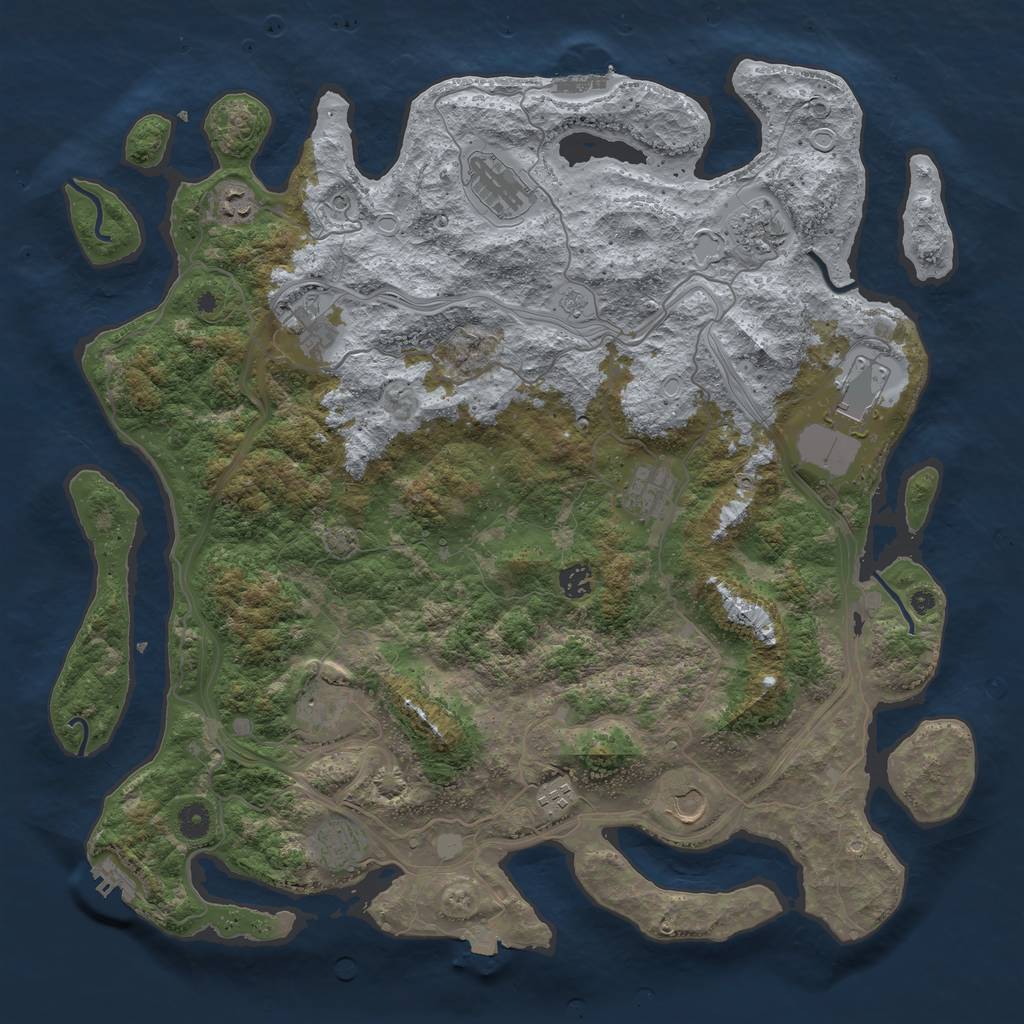 Rust Map: Procedural Map, Size: 4500, Seed: 861056243, 19 Monuments