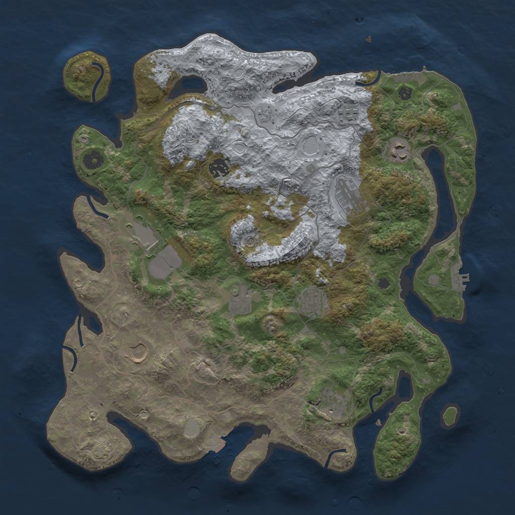 Rust Map: Procedural Map, Size: 4000, Seed: 9878, 17 Monuments