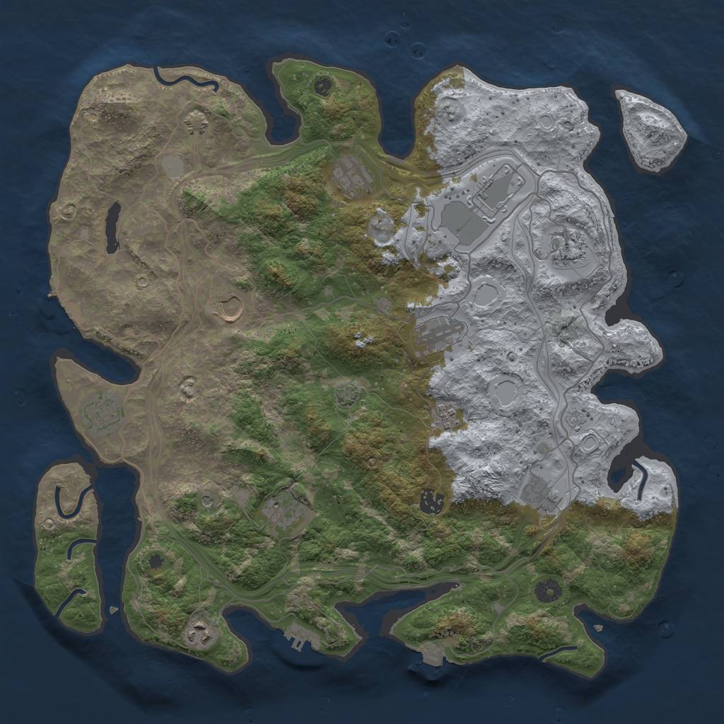 Rust Map: Procedural Map, Size: 4250, Seed: 2125779957, 19 Monuments