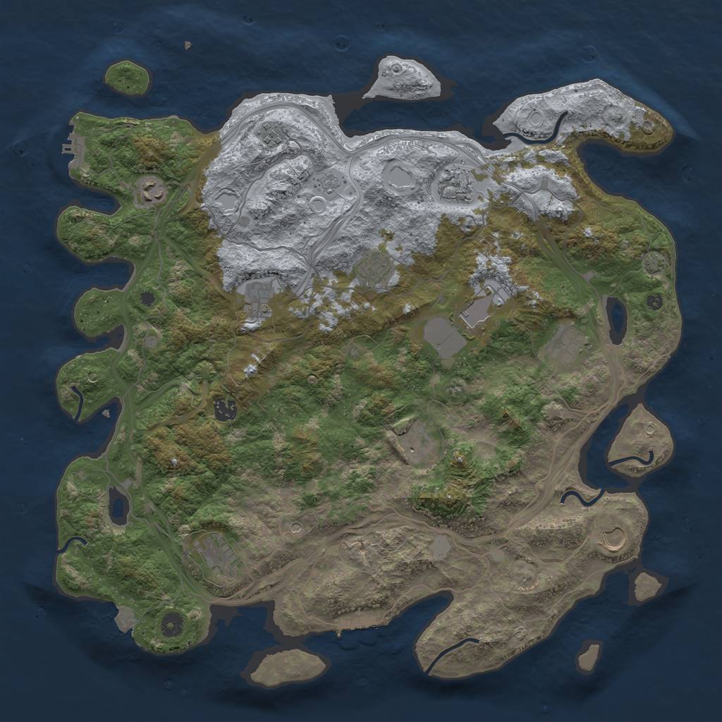 Rust Map: Procedural Map, Size: 4500, Seed: 1841694670, 19 Monuments