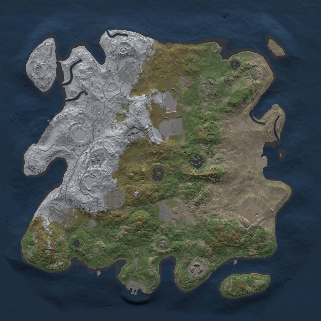 Rust Map: Procedural Map, Size: 3500, Seed: 676416315, 18 Monuments