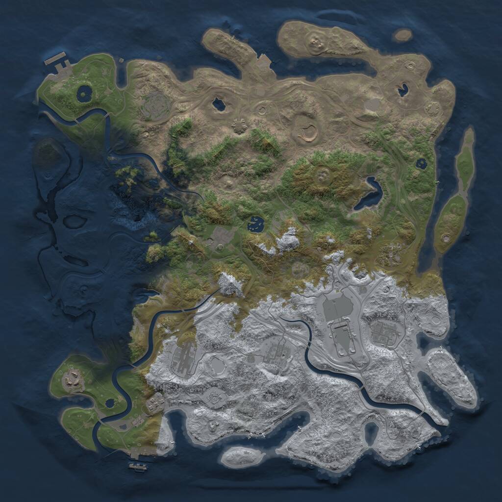 Rust Map: Procedural Map, Size: 4500, Seed: 484938655, 17 Monuments