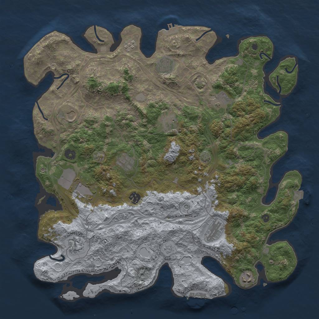 Rust Map: Procedural Map, Size: 4250, Seed: 1284492744, 19 Monuments