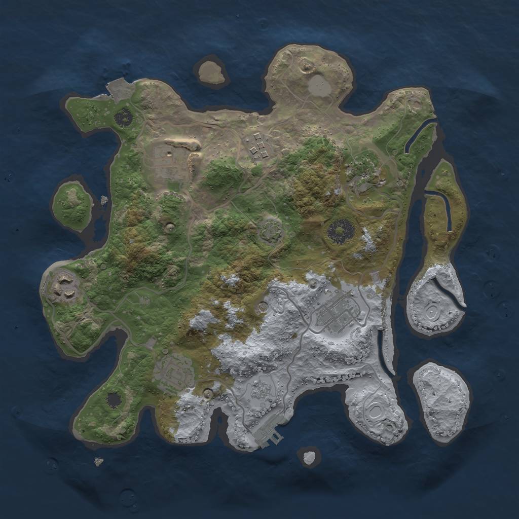 Rust Map: Procedural Map, Size: 3000, Seed: 1891709321, 13 Monuments