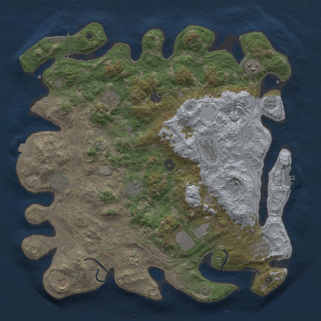 Rust Map: Procedural Map, Size: 4250, Seed: 281537936, 19 Monuments