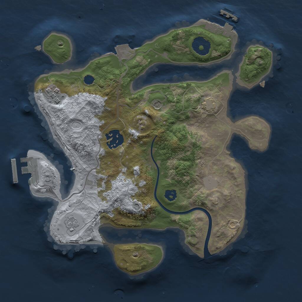 Rust Map: Procedural Map, Size: 2500, Seed: 124324234, 8 Monuments