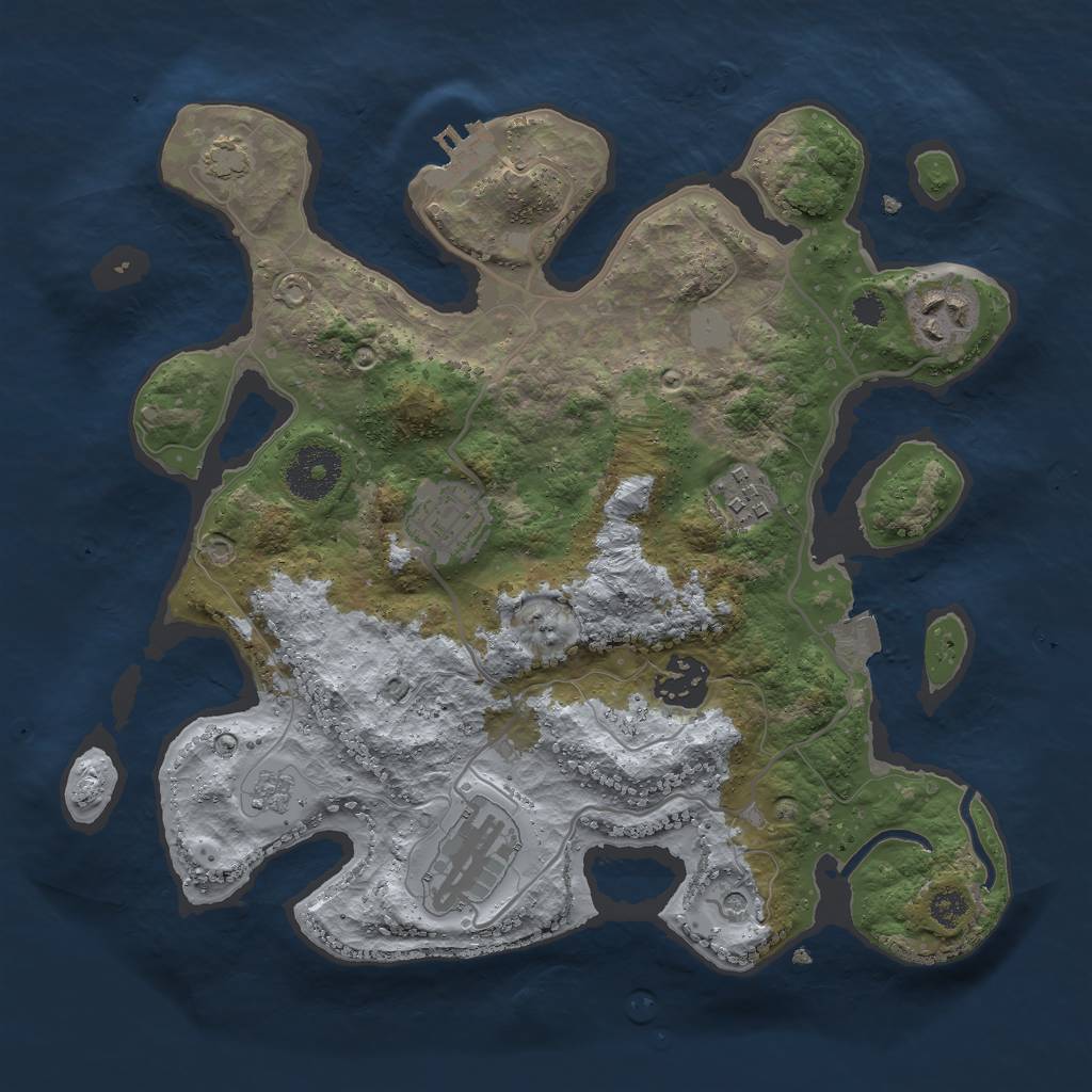 Rust Map: Procedural Map, Size: 3000, Seed: 1882314526, 12 Monuments