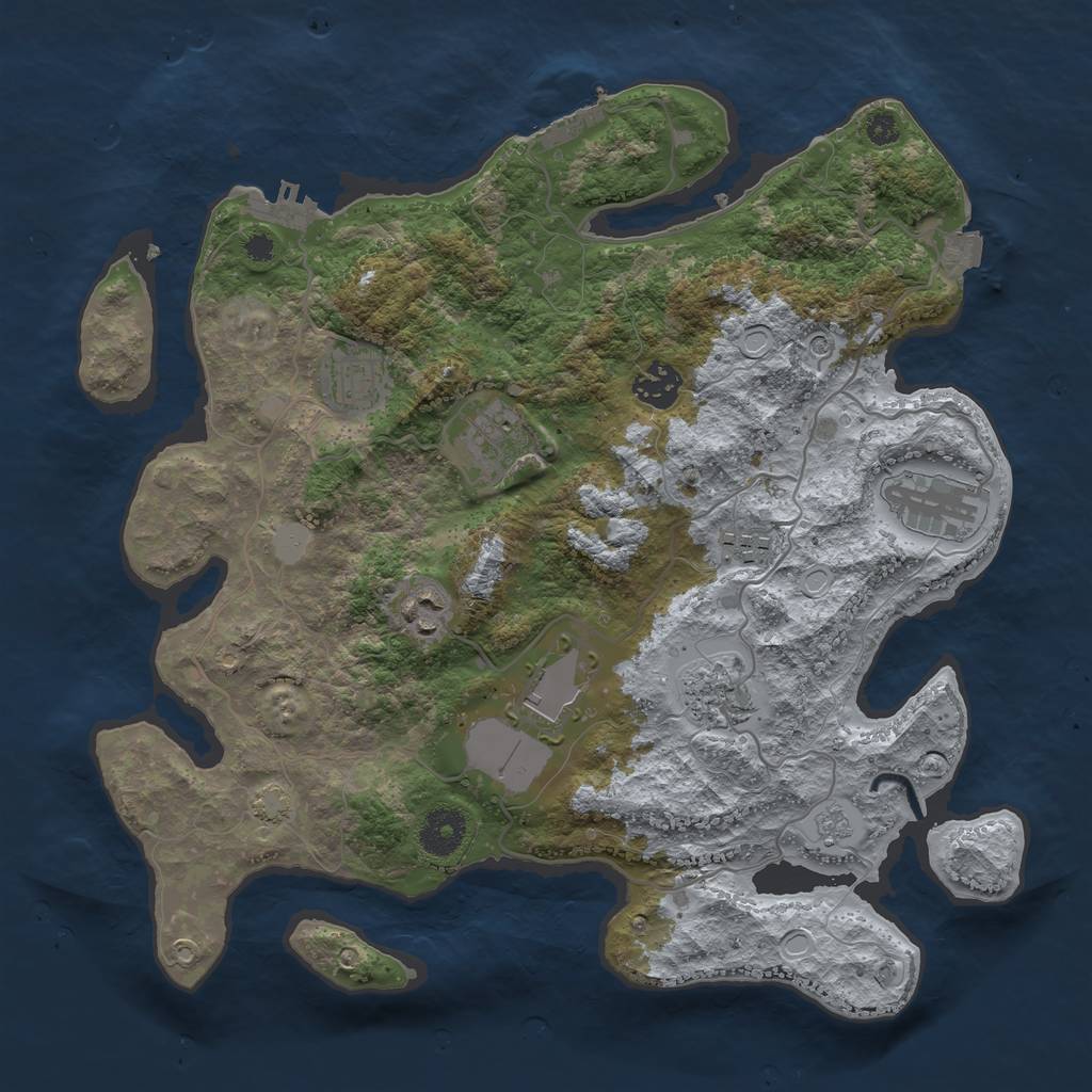 Rust Map: Procedural Map, Size: 3500, Seed: 3754732, 16 Monuments