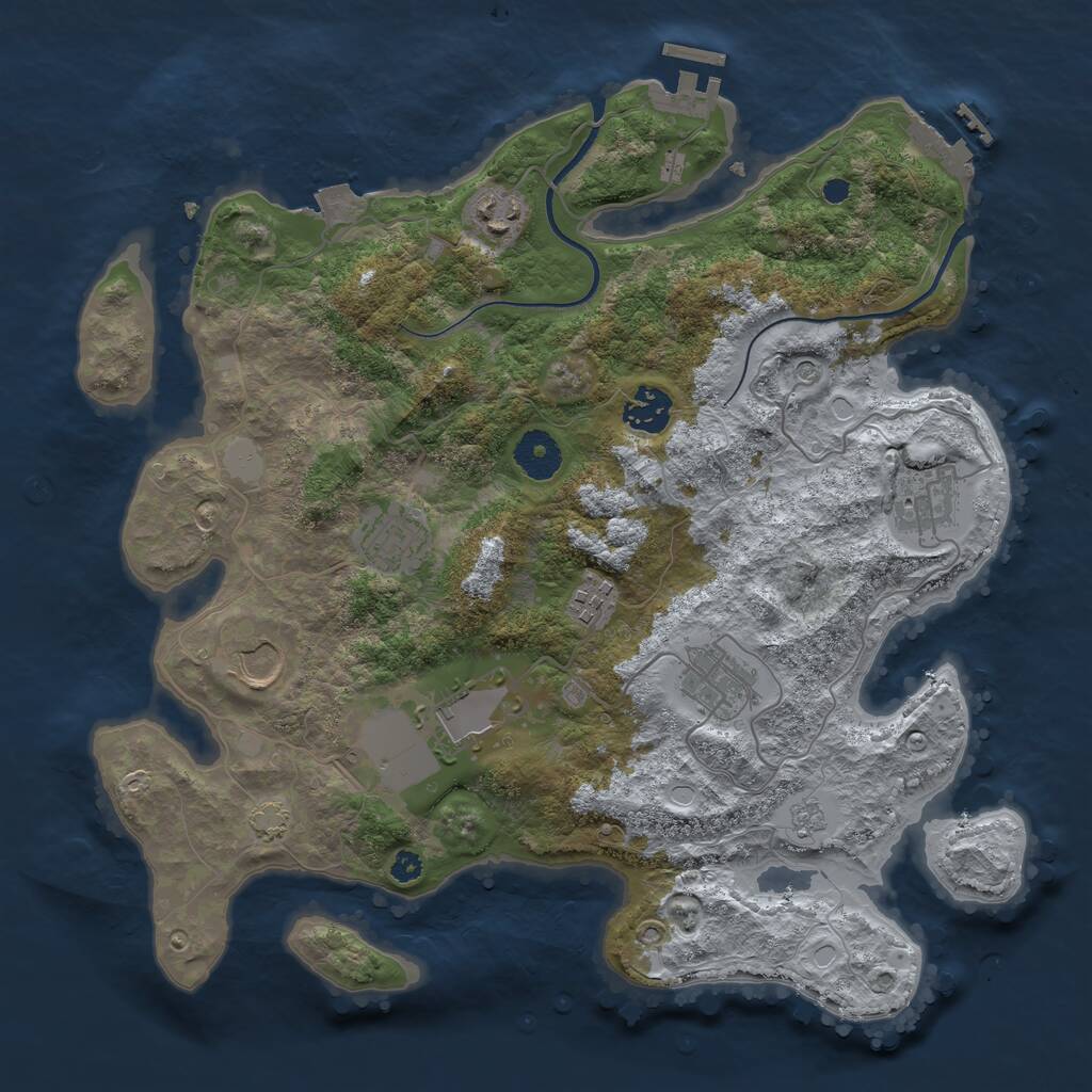 Rust Map: Procedural Map, Size: 3500, Seed: 3754732, 14 Monuments