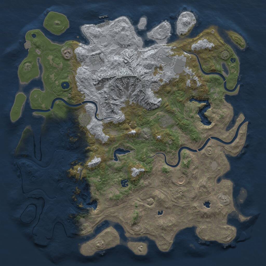 Rust Map: Procedural Map, Size: 5000, Seed: 1004553579, 14 Monuments
