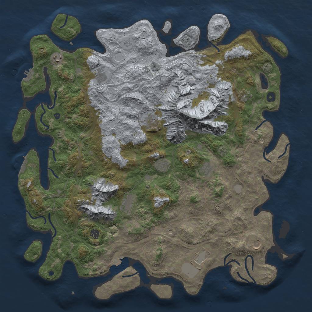 Rust Map: Procedural Map, Size: 5000, Seed: 1004553579, 19 Monuments