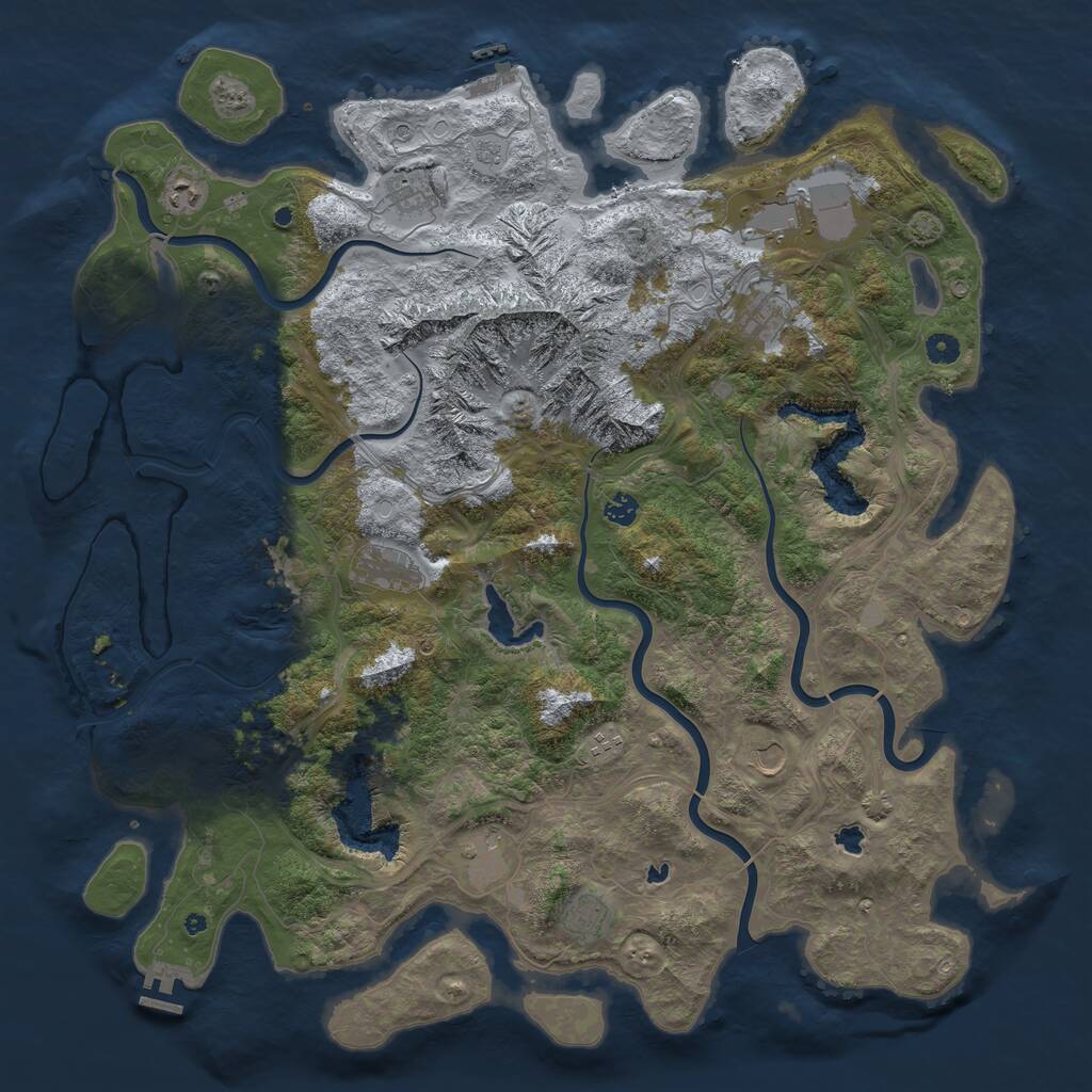 Rust Map: Procedural Map, Size: 5000, Seed: 1004553579, 16 Monuments