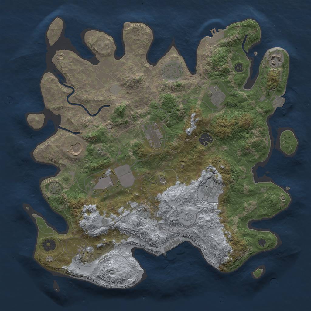 Rust Map: Procedural Map, Size: 3650, Seed: 82776533, 17 Monuments