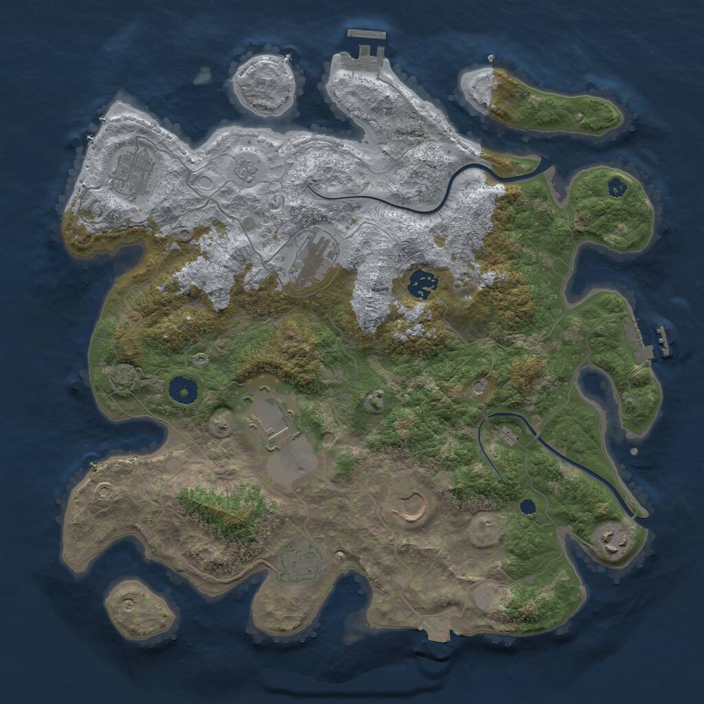 Rust Map: Procedural Map, Size: 3700, Seed: 78900422, 13 Monuments