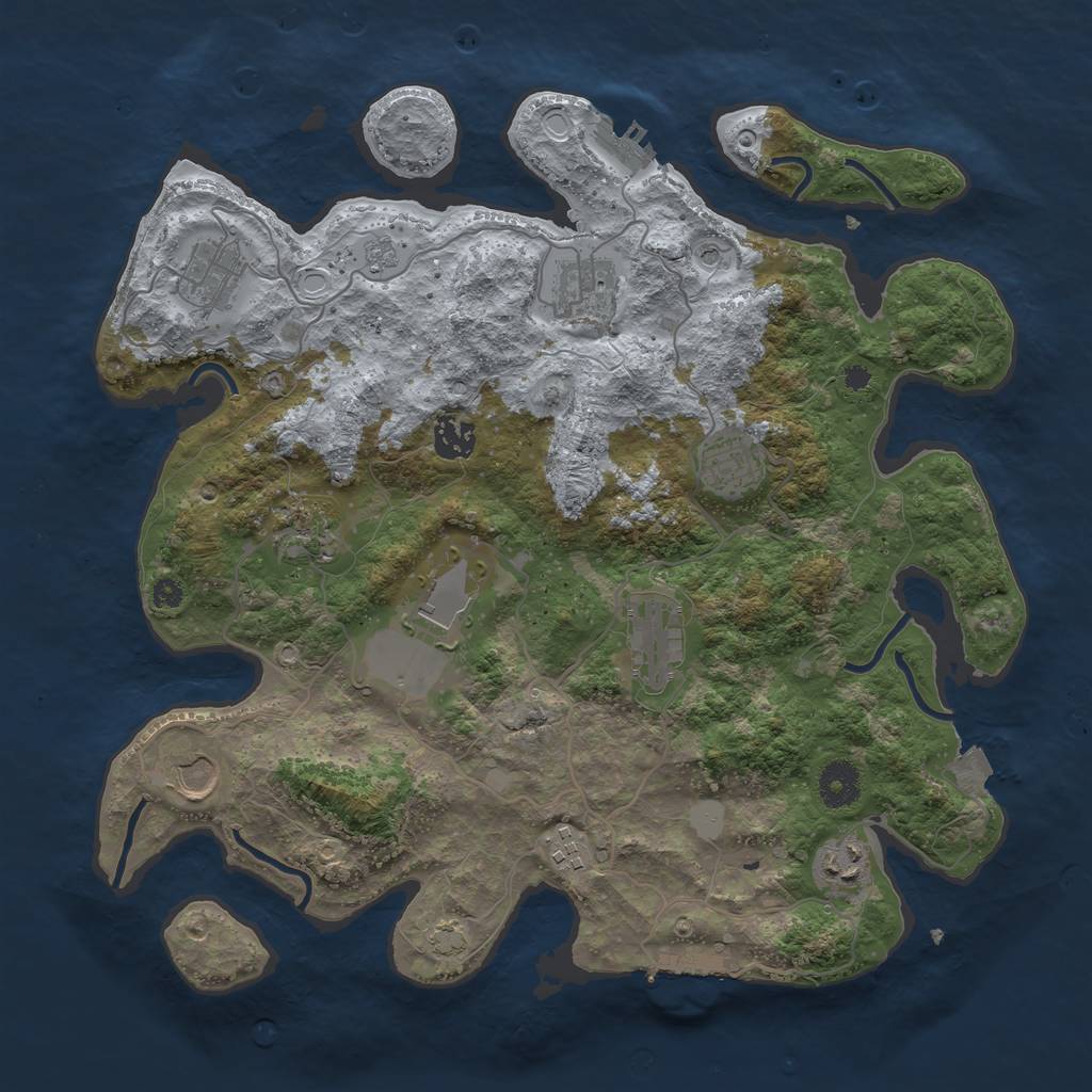 Rust Map: Procedural Map, Size: 3700, Seed: 78900422, 18 Monuments