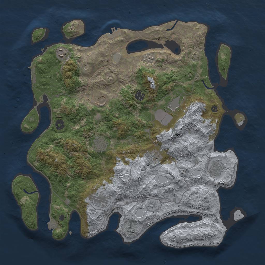 Rust Map: Procedural Map, Size: 4000, Seed: 708528256, 17 Monuments