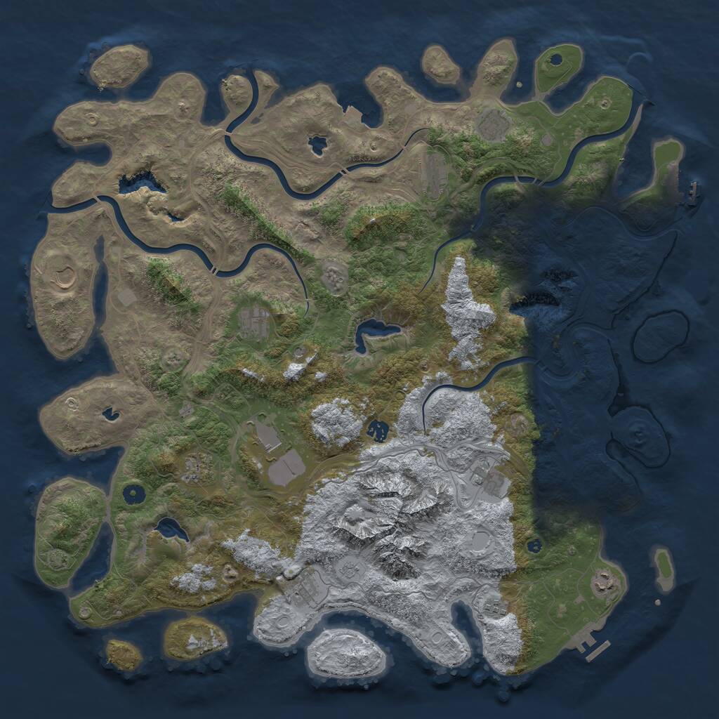 Rust Map: Procedural Map, Size: 5000, Seed: 5443411, 17 Monuments