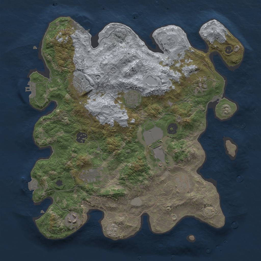 Rust Map: Procedural Map, Size: 3500, Seed: 92116788, 17 Monuments