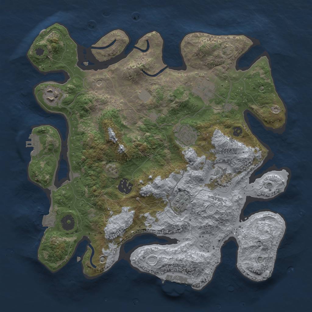 Rust Map: Procedural Map, Size: 3200, Seed: 1257039439, 14 Monuments