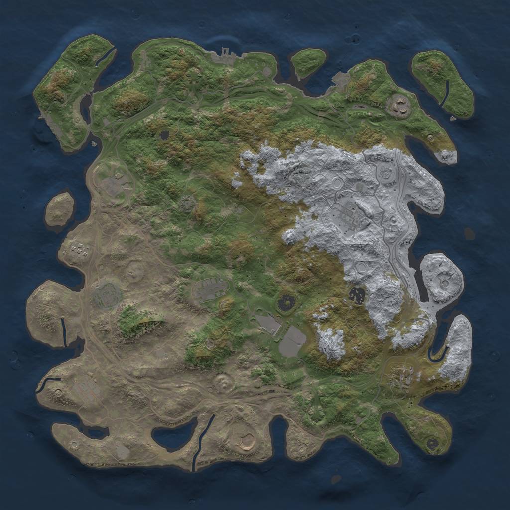 Rust Map: Procedural Map, Size: 4500, Seed: 554677, 19 Monuments