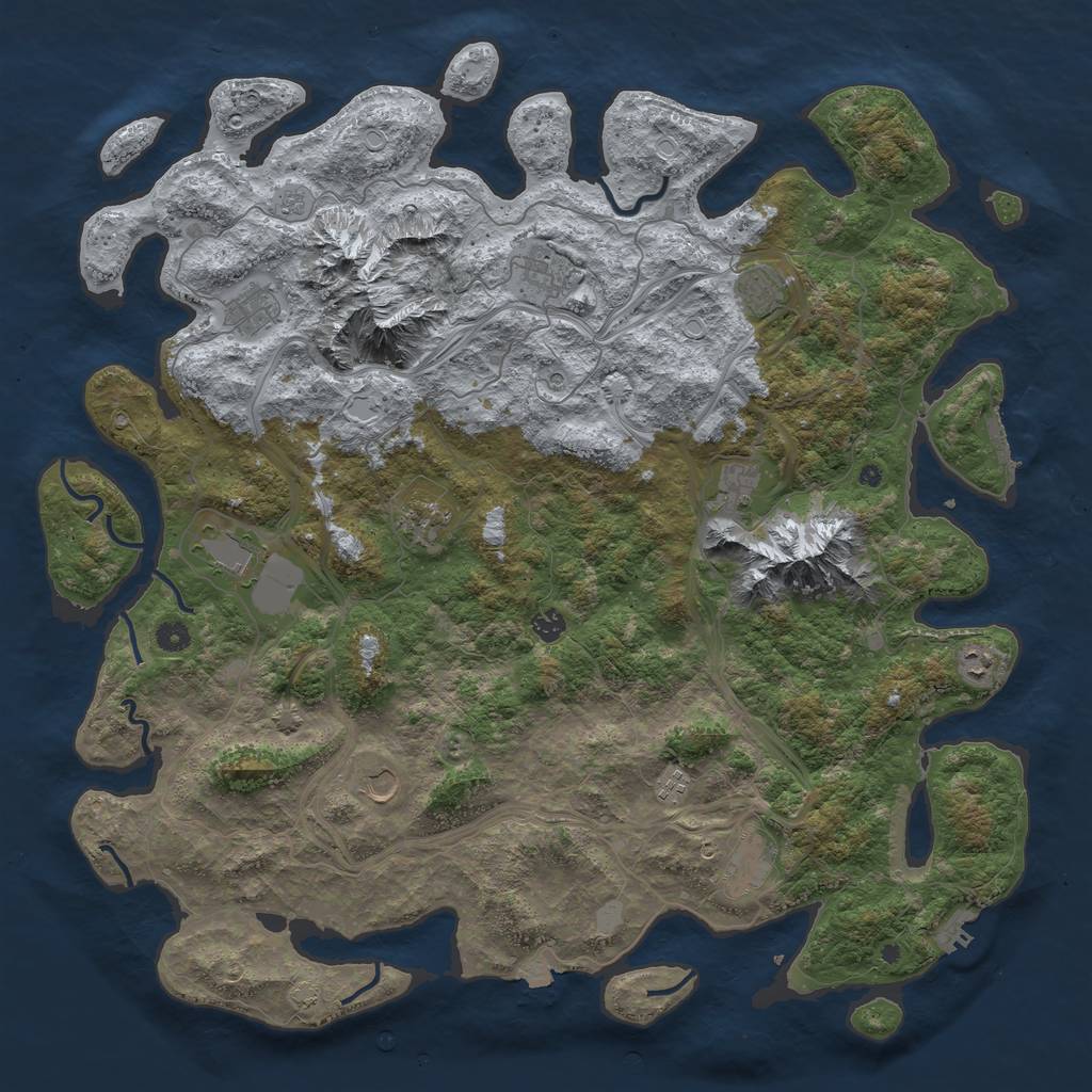 Rust Map: Procedural Map, Size: 5000, Seed: 1052368568, 19 Monuments