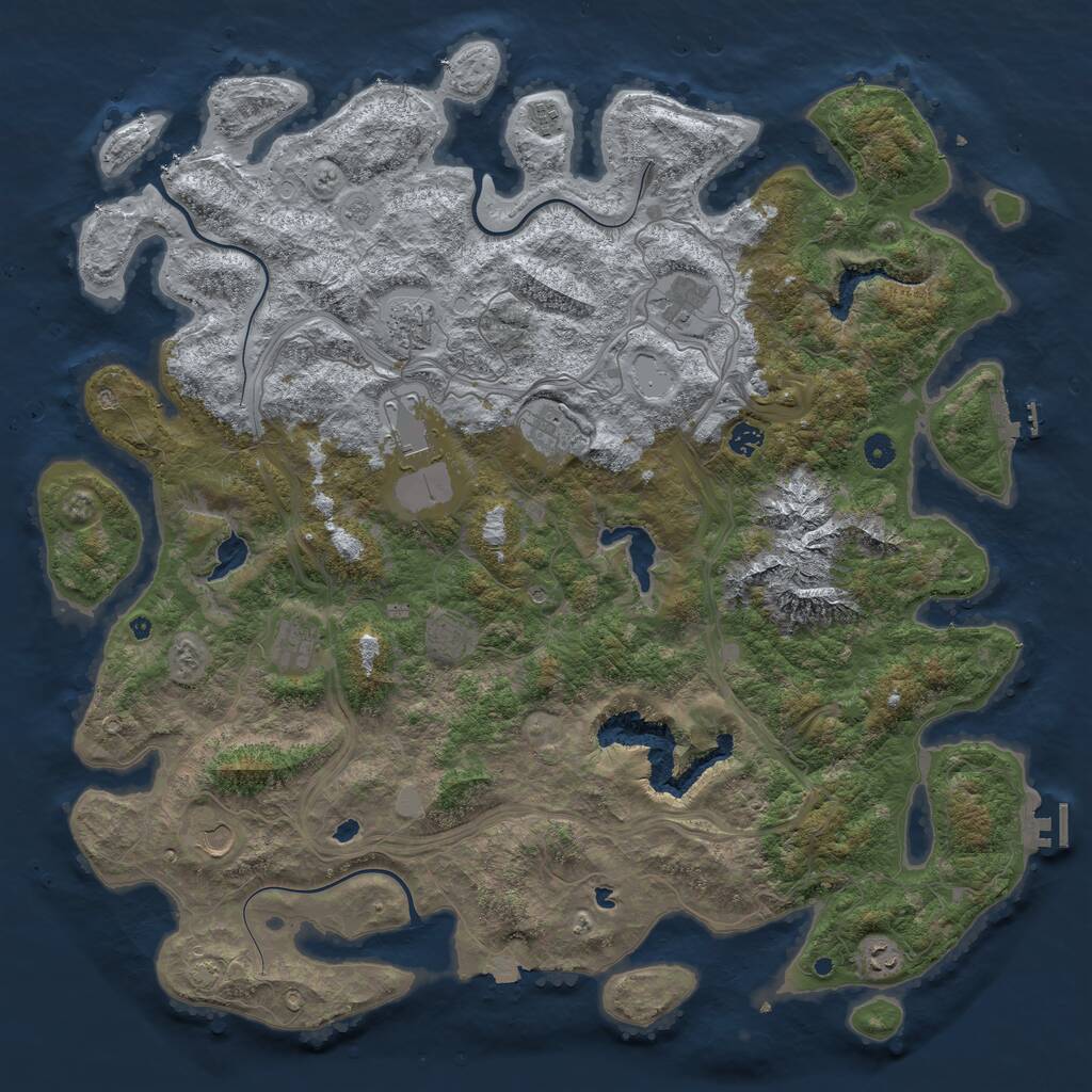 Rust Map: Procedural Map, Size: 5000, Seed: 1052368568, 16 Monuments