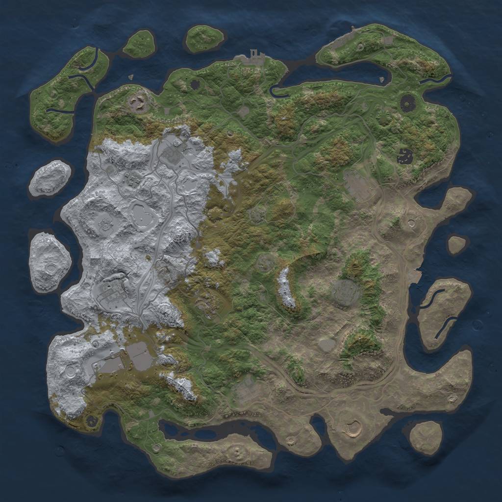 Rust Map: Procedural Map, Size: 4500, Seed: 758682993, 19 Monuments