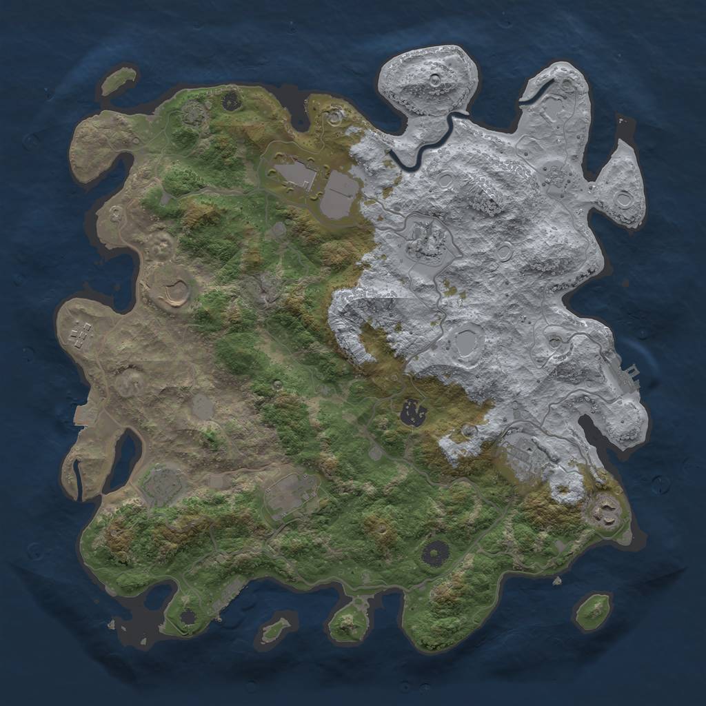 Rust Map: Procedural Map, Size: 4000, Seed: 1638134477, 17 Monuments