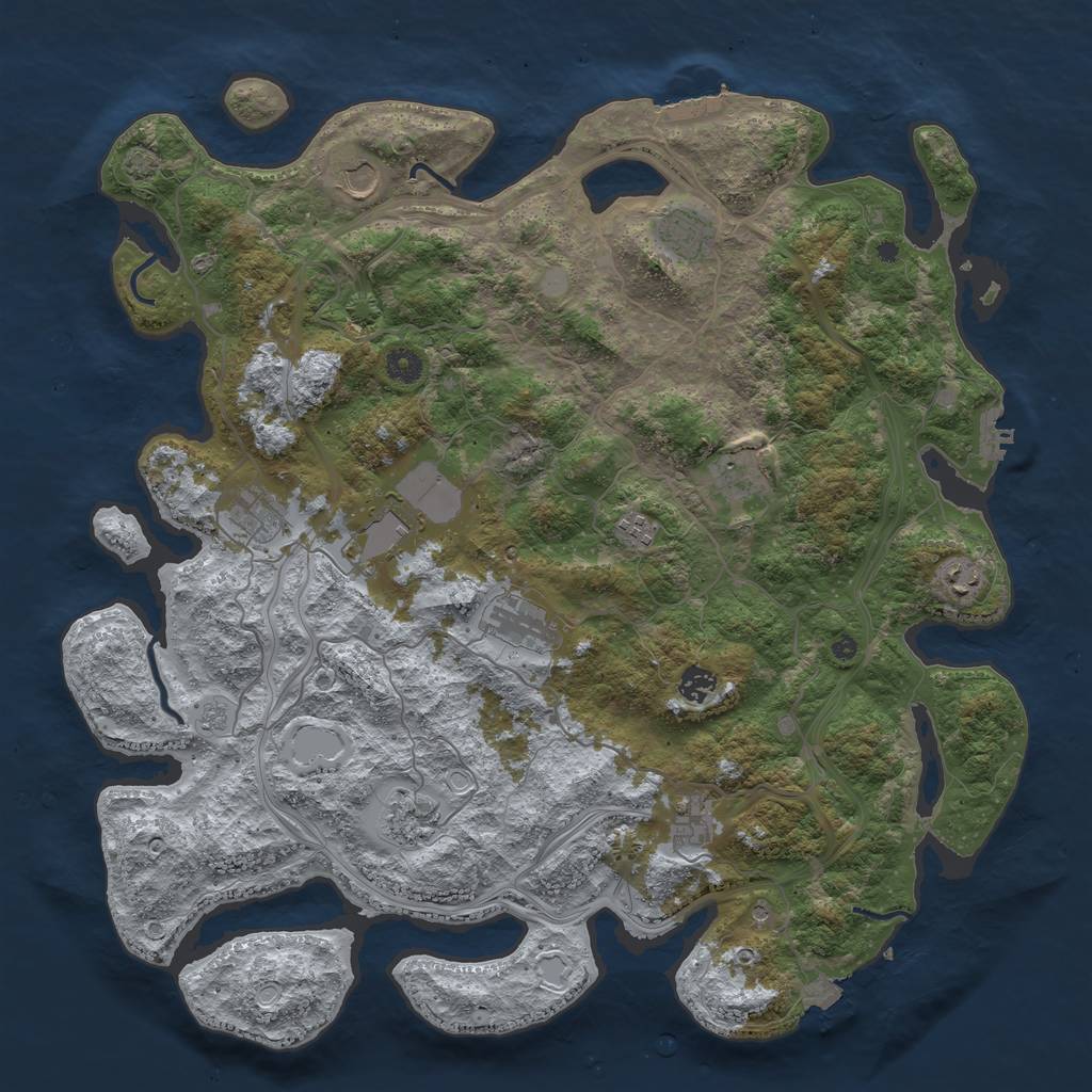 Rust Map: Procedural Map, Size: 4500, Seed: 1436391124, 19 Monuments