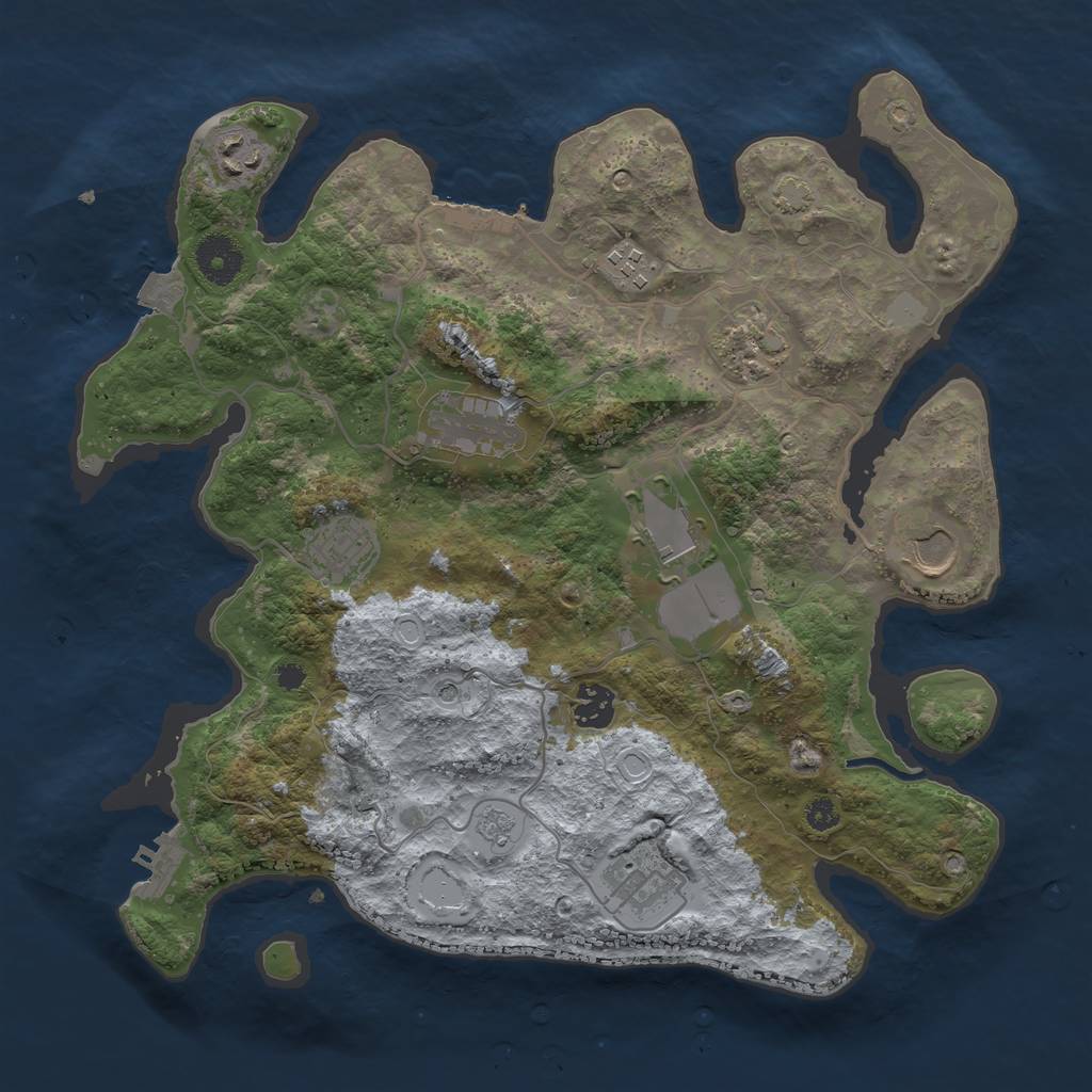 Rust Map: Procedural Map, Size: 3500, Seed: 831320722, 17 Monuments