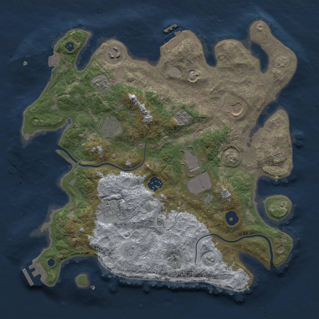 Rust Map: Procedural Map, Size: 3500, Seed: 831320722, 13 Monuments