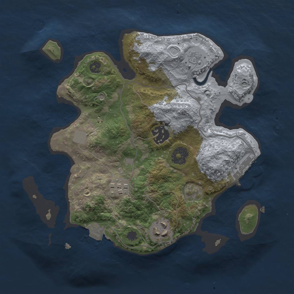 Rust Map: Procedural Map, Size: 2500, Seed: 1333378, 8 Monuments