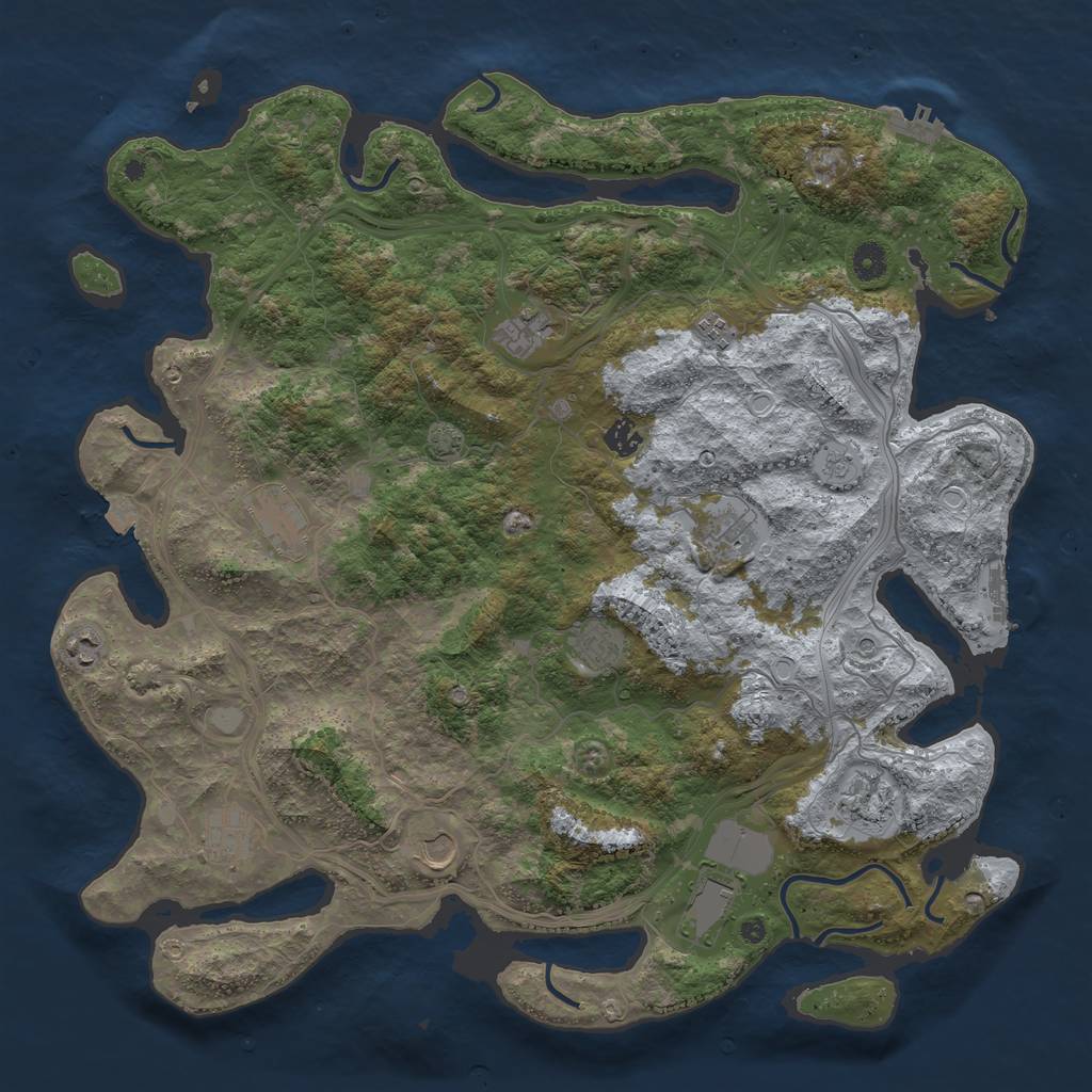 Rust Map: Procedural Map, Size: 4500, Seed: 1678532428, 19 Monuments