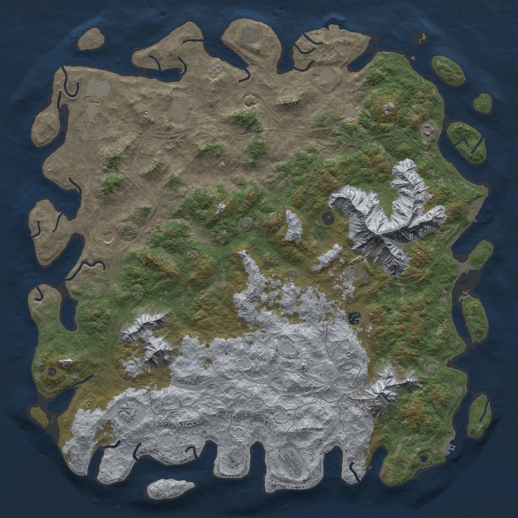 Rust Map: Procedural Map, Size: 6000, Seed: 86753, 19 Monuments