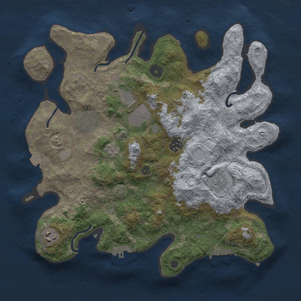 Rust Map: Procedural Map, Size: 3500, Seed: 438843042, 14 Monuments