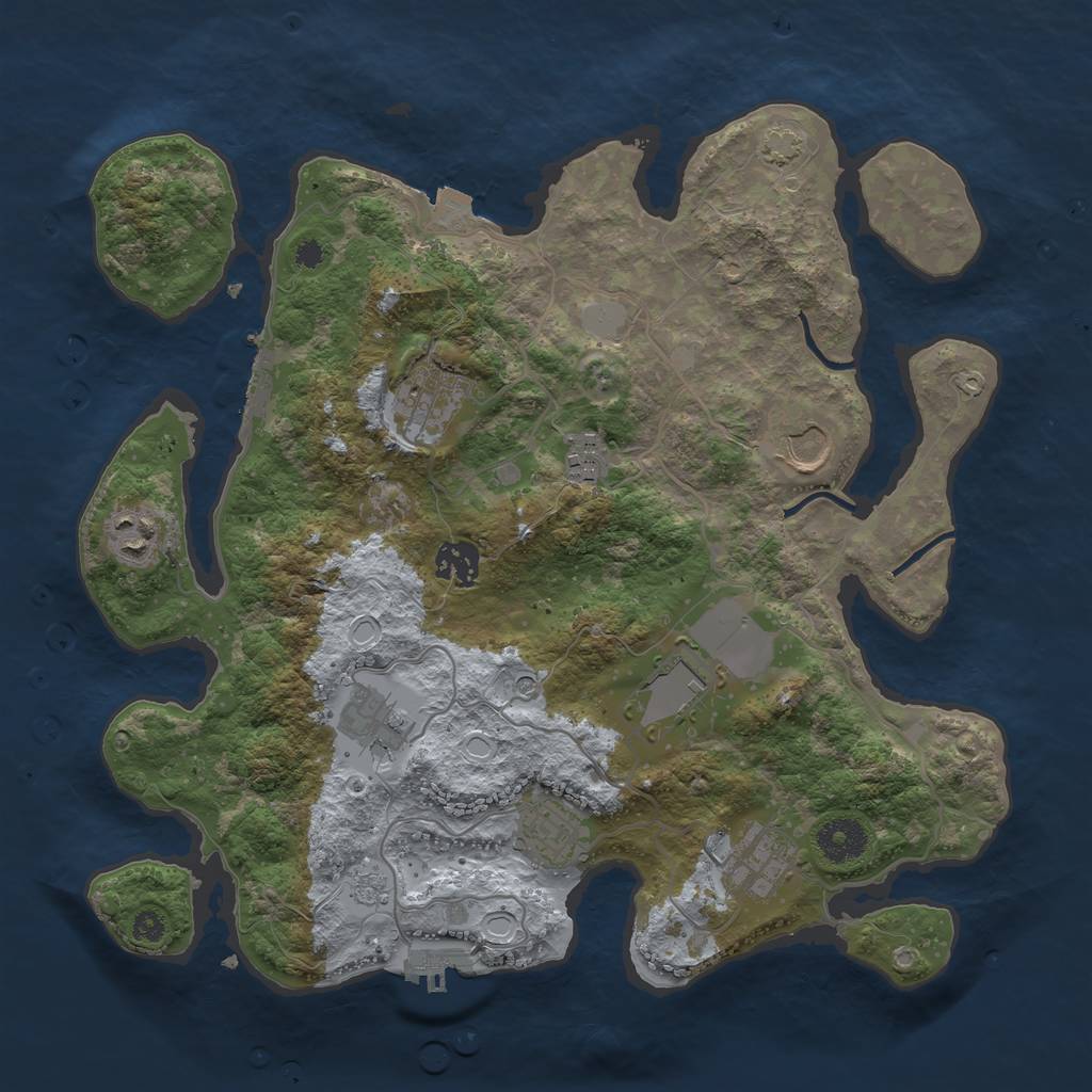 Rust Map: Procedural Map, Size: 3500, Seed: 44788812, 17 Monuments