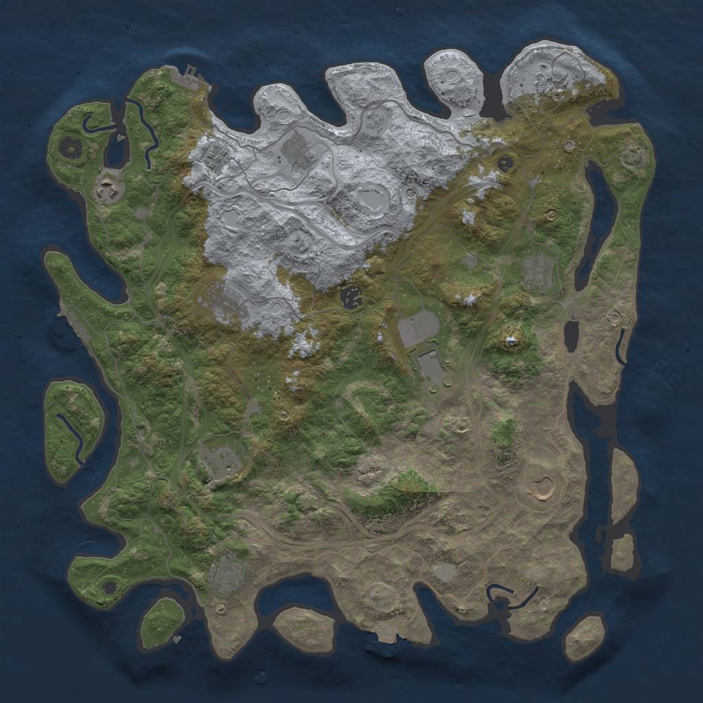 Rust Map: Procedural Map, Size: 4500, Seed: 1760204774, 19 Monuments