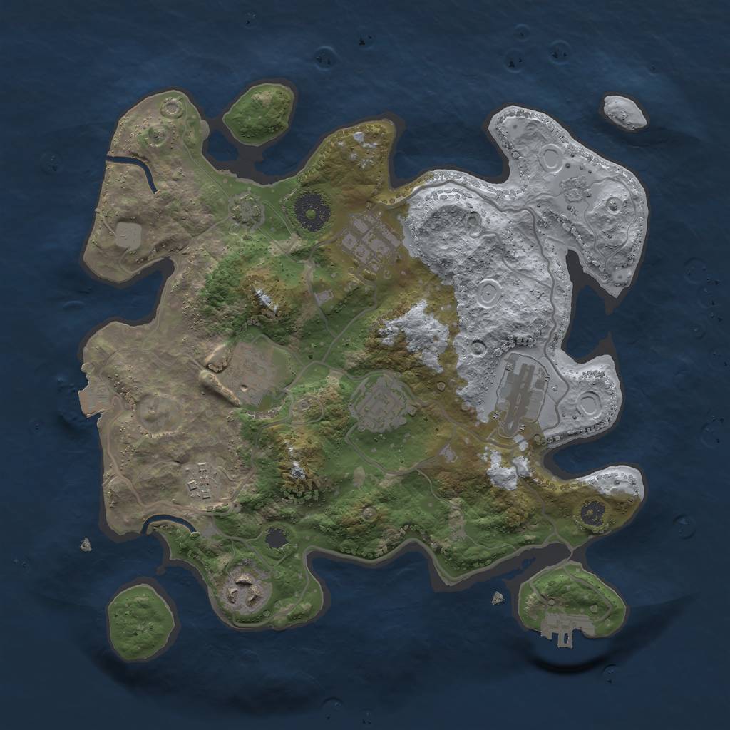 Rust Map: Procedural Map, Size: 3000, Seed: 25975, 12 Monuments