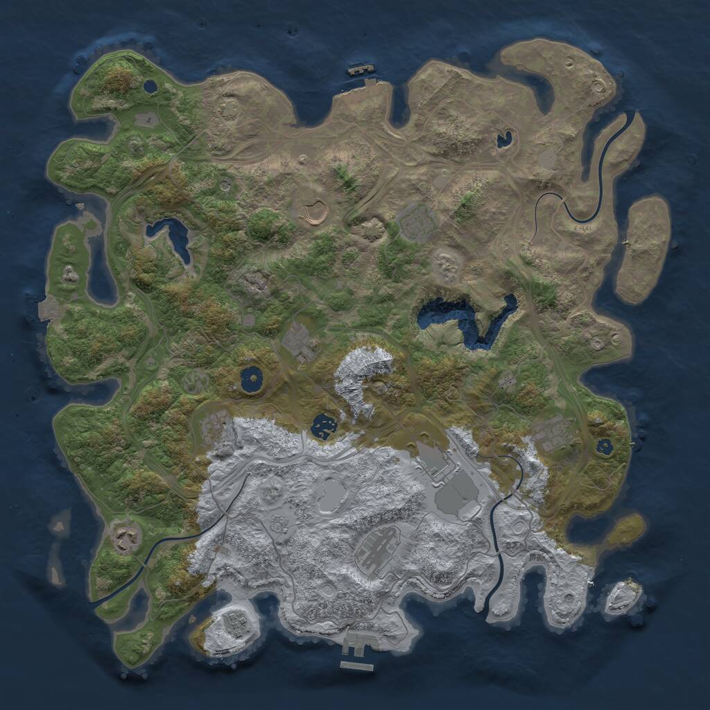 Rust Map: Procedural Map, Size: 4321, Seed: 5168095, 16 Monuments