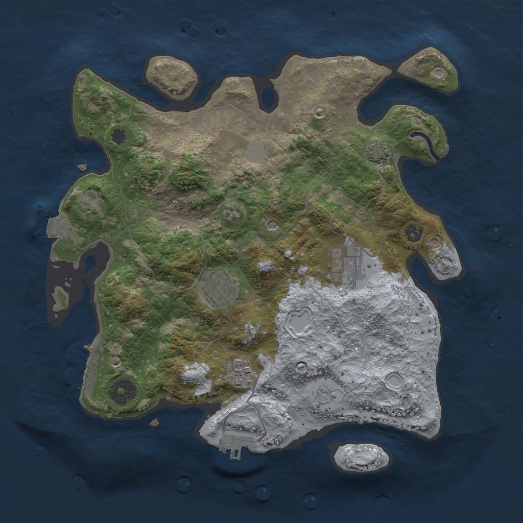 Rust Map: Procedural Map, Size: 3000, Seed: 324234321, 11 Monuments