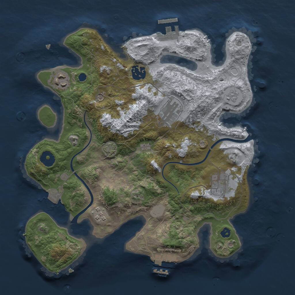 Rust Map: Procedural Map, Size: 3000, Seed: 451398, 11 Monuments