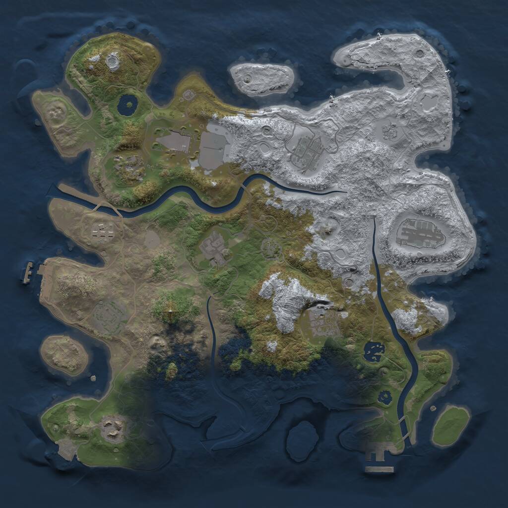 Rust Map: Procedural Map, Size: 3600, Seed: 162, 16 Monuments